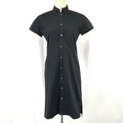 ラルフローレン/RALPH LAUREN★半袖シャツワンピース/フロントボタン/ミモレ【レディースS/黒/black】Tops/Shirts/Dress◆cBH588<sale>