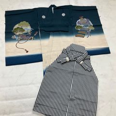七五三衣装 羽織袴 波と鶴の刺繍入り着物 - メルカリ