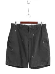 【お得なクーポン配布中!】 ジェイクルー 総柄 コットン チノ ショートパンツ メンズ 34 / ヴィンテージ 加工 ショーツ スカル モノグラム ノータック 短パン チノパン