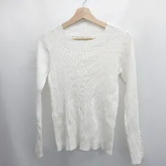 ◇ ⊇ Ada. パール付属 長袖 長袖ニットシャツ サイズ表記なし ホワイト系 レディース E  【1507080012514】