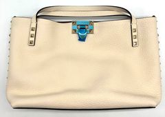 【鑑定済み】未使用 正規品 VALENTINO ヴァレンティノ ガラヴァーニ バッグ ロックスタッズ カーフスキンバッグ B0K11 VSN アイボリー