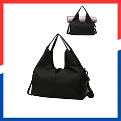 【数量限定】ヨガ バッグ トート ボストン 大容量 ヨガマット シューズ収納 撥水 ジム 機内持込 スポーツバッグ 旅行バッグ メンズ レディース SKY] 男女兼用 修学旅行 出張 [MORGEN 部活 B907 (ブラック)