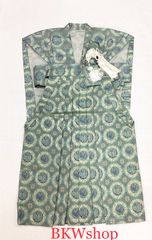 現品限り　特価品　used　３才　裃（かみしも）、袴　５点セット　グリーンゴールド地　ブルー丸紋　七五三　アンティーク　男の子　着付練習　卒業式　卒園式　リメイク