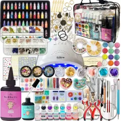 【人気商品】レジン スターターキット [Ailes(エール)]UV セット 初心者 【豪華228種類】 レジン液 着色料 アクセサリーパーツ (48WライトAセット)