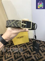 【今日特価】FENDI 35MM デニム老花斜紋 F マーク ベルト - NFC 対応-1
