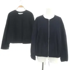 アドーア ADORE 3Way ノーカラーブルゾン ノーカラージャケット 2点セット 2ピース ジップアップ 比翼ボタン 36 紺 ネイビー /ES ■OSのサムネイル