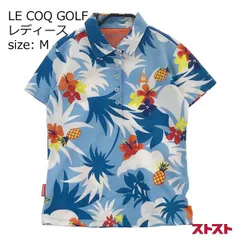 LE COQ GOLF ルコックゴルフ 半袖ポロシャツ 総柄 ブルー系 M [240001911979]#