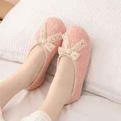 ☆ ピンク ☆ L ☆ スリッパ レディース ルームシューズ かかと付き スリッパ レディース ルームシューズ かかと付き リボン スリッポン 室内履き 室内 部屋履き 上履き 上履 室内ばき かかとあり フラット 滑り止め すべり止め 洗える かかと