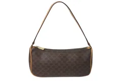 CELINE セリーヌ ワンショルダーバッグ ミニハンドバッグ アクセサリーポーチ マカダム柄 ブラウン 美品 中古 4c076636 正規品