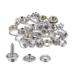 uxcell キャンバススナップキット 15mm スナップ ステンレス鋼 ネジ 留め具セット スナップ ボタン カバー カーペット 修理用 シルバートーン 10セット入り