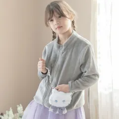 【グレー】猫ポシェットフリースジャケット TAK キッズ キャサリンコテージ