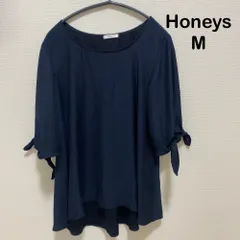 AB0211 【送料無料】Honeys ハニーズ　シネマクラブ　ネイビー　ブラウス　袖リボン　レディース　Mサイズ　春　秋