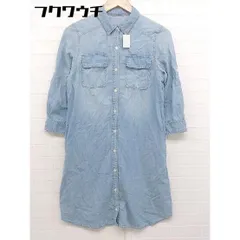 ◇ NATURAL BEAUTY BASIC ナチュラルビューティーベーシック 七分袖 膝丈 ワンピース サイズM ライトブルー レディース  【1108260009036】