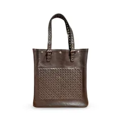 BOTTEGA VENETA ボッテガ ヴェネタ イントレチャート 編み込みレザー アジャスタブル トートバッグ ブラウン 正規品