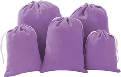 Lack labo 巾着袋 無地 小物専用 シンプル 旅行 子供 大人 アクセサリー ジュエリー 収納 S M サイズ 給食袋 入園準備 小学校 洗濯可能 ベルベット 柔らかい(パープル)