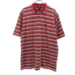 NIKE GOLF ナイキゴルフ ボーダー柄 半袖 ポロシャツ L レッド メンズ 古着