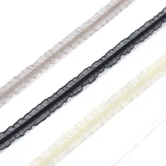 【新着商品】フリルレース サテンリボン レースリボン 7mm幅 4色 各1m 合計4m リボン 両面サテンリボン 手芸 アクセサリー ラッピングリボン ハンドメイド用リボン 手作り ハンドメイド用リボン DIY補助材料