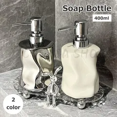 ソープボトル ディスペンサー 400ml 詰め替え容器 液体 ポンプ プッシュ ハンドソープ シャンプー リンス かわいい おしゃれ 洗面所 バスル