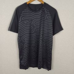 NIKE ナイキ Tシャツ 半袖 総柄 DRI-FIT ブラック グレー Lサイズ メンズ 古着 スポーツMIX