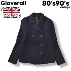 【希少サイズ】 80s90s 英国製 グローバーオール Gloverall メルトン Pコート ネイビー レディース ♪
