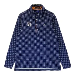 サイズ：LL LE COQ GOLF ルコックゴルフ  長袖ポロシャツ ボタンダウン ドット柄 ネイビー系 [240101500074] ゴルフウェア メンズ ストスト