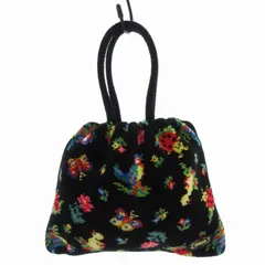 フェイラー FEILER ハイジ 巾着 ミニハンドバッグ シュニール織 総柄 ロゴ 黒 ブラック /FT