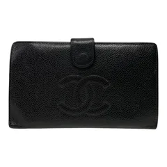 CHANEL キャビアスキンがま口長財布　ブラック黒　シャネル