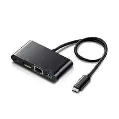 エレコム(ELECOM) Type-C ドッキングステーション Cハブ PD対応 [充電用Type-C×1/USB(3.0)×1/HDMI×1/LANポート] 30cm [ブラック] [HDMI×1/充電用Type-C×1/USB(3.0)×1/LANポート]
