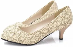Beaumens(ビューメンス) 総 レース パンプス フェミニン レディース シューズ 靴 くつ(ホワイト,  24.0 cm E)