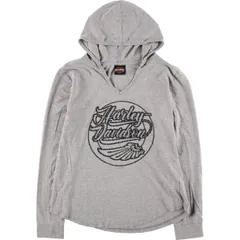古着 ハーレーダビッドソン Harley-Davidson フード付き Vネック ロングTシャツ ロンT レディースXL相当/eaa498858