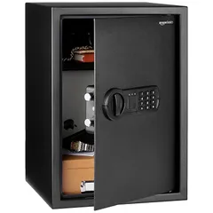 ベーシック 金庫 家庭用 業務用 電子式 テンキー式 51L (幅35 x 奥行33 x 高さ50 cm) スチール ブラック 0のサムネイル