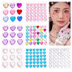 【在庫セール】フェイスステッカー 3D ラインストーン 光る キラキラ シール シール ハート型 大きめ 可愛い ラインストーン キラキラシール デコシール 顔 ラインストーン シール ラインストーン シール 【7枚セット】フェイスステッカー 自己接着 顔面デ