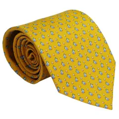 新品サルバトーレ フェラガモ salvatore ferrgamo ネクタイ イエロー系 シルク100％ イタリー製 702663 ギフト プレゼント