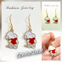 ハート犬ピアス（両耳用）