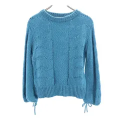 ミラオーウェン 透かし編み モヘア ウール ブレンド ニット 0 ブルー Mila Owen 長袖 セーター レディース 【中古】  【230129】 【PD】
