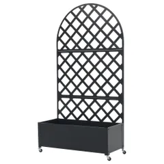 全新品 フェンス プランター付き 目隠し  プランター付き  電着塗装 キャスター付き  簡単設置  90*40*170cm  園芸用品 プランター ガーデンラティス プランターボックス 花壇フェンス ガーデニング 庭園 1年保証付きのサムネイル
