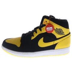 NIKE (ナイキ) AIR JORDAN 1 MID NEW LOVE エアジョーダン ニューラブ ミッドカットスニーカー ブラック/イエロー US9.5/27.5cm 554724-035