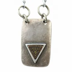 ゲス GUESS ロングネックレス アクセサリー ペンダント ロゴ ドッグタグ チェーン社外品 シルバー色 ■GY18 /MQのサムネイル