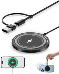 新品 ワイヤレス充電器 マグネット式 Mag Safe充電器 iPhone16/15/14/13/12シリーズに対応 マグセーフ充電器 急速 軽量 超薄型 無線充電器 超軽量 強磁気 15W急速充電 強力な磁気吸着機能 Wireless Charger 置くだ