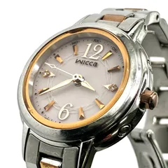 【美品です⭐️シチズン CITIZEN】 ウィッカ Wicca     RADIO CONTROLLED SOLAR-TECH ソーラー   レディース 腕時計   ピンク 文字盤　 SSブレス　アナログ QZ クォーツウォッチ H336 - R004558