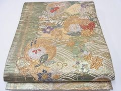 正絹】未仕立て 刺繍 蘇州刺繍/相良刺繍 六通 袋帯 総柄フォーマル
