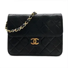 良品 CHANEL シャネル ココマーク プッシュロック ラムスキン マトラッセ チェーン ショルダー バッグ レディース 鞄 ブラック a8254