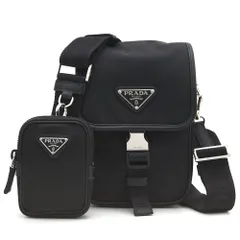 【 良品 】PRADA プラダ Re-Nylon SMALL SHOULDER BAG サフィアーノ ナイロン スモール ショルダーバッグ 2VD043 ブラック 黒 イタリア製 ミニバッグ メンズ レディース ユニセックス 中古