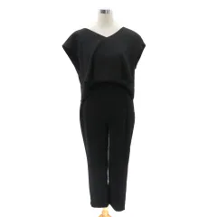 エルフォーブル ELFORBR オールインワン コンビネゾン ロング丈 半袖 Vネック 38 M 黒 ブラック /YK30