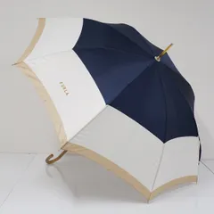 【未使用品】フルラ ボーダー 晴雨兼用 長傘 日傘 ジャンプ式 ブルー 未使用品】フルラ ボーダー 晴雨兼用 長傘 日傘 ジャンプ式 ブルー