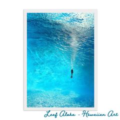 ハワイアンアート 額付き A4｜ブルーの静寂 No.43 Leaf Aloha