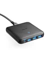 Anker PowerPort Atom III Slim (Four Ports) - 65W 4ポート USB-C 充電器 PowerIQ3.0搭載, PD対応 GaN(窒素ガリウム)採用 iPhone/iPad/iPod/MacBook Air/その他U