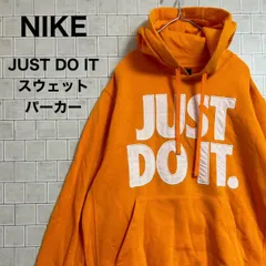 ナイキ JUST DO IT スウェット パーカー nike フーディー プルオーバー 長袖 オレンジ ホワイト