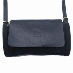 IL BISONTE イルビゾンテ クロスボディバッグ ショルダーバッグ キャンバスレザー ブラック411819 メンズ レディース 【中古】