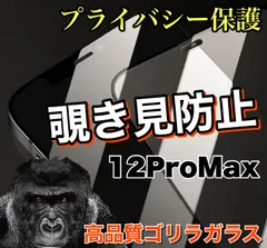 覗かせない！プライバシー保護【iPhone 12ProMax】 覗き見防止強化ガラスフィルム　《高品質ゴリラガラス》